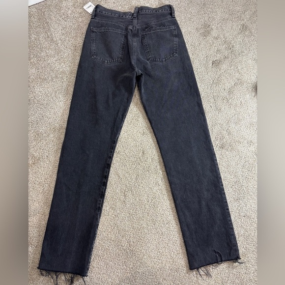 NWT! AGOLDE Free People Criss Cross Straight Jeans in Shambles 26 Black Acid - Picture 5 of 13